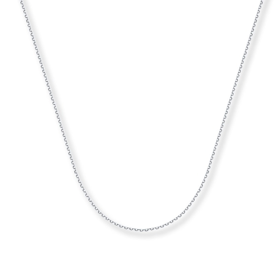 1mm Cable Chain Necklace Solid 14K White Gold 18"
