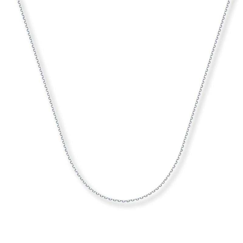 Main Image 1 of 1mm Cable Chain Necklace Solid 14K White Gold 18&quot;