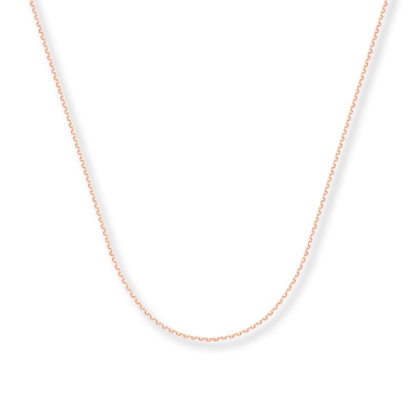 Solid Cable Chain Necklace 14K Rose Gold 16"