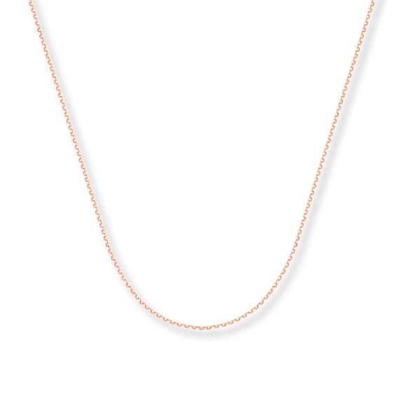 Cable Chain Necklace Solid 14K Rose Gold 20"