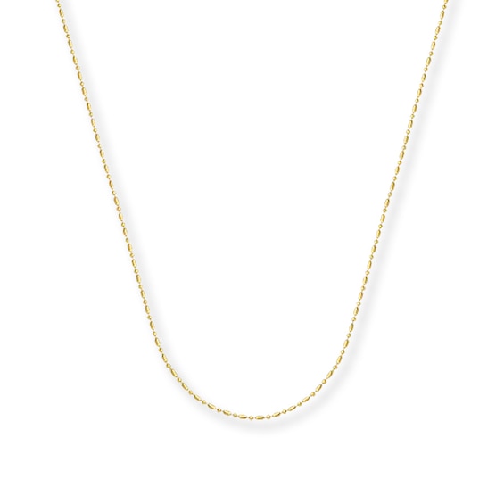 Solid Bead Chain Necklace 14K Yellow Gold 16"