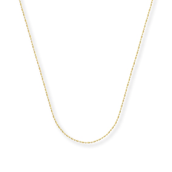 1mm Bead Chain Necklace Solid 14K Yellow Gold 16"