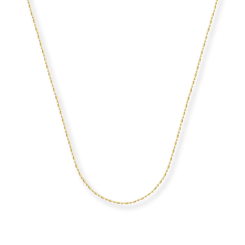 Main Image 1 of 1mm Bead Chain Necklace Solid 14K Yellow Gold 16&quot;