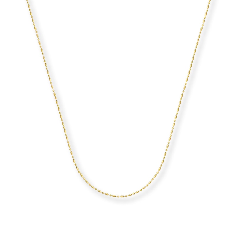 Solid Bead Chain Necklace 14K Yellow Gold 16"