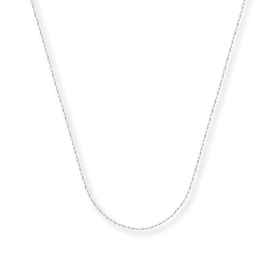 Solid Bead Chain Necklace 14K White Gold 16"