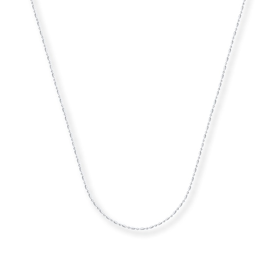 1mm Bead Chain Necklace Solid 14K White Gold 16"