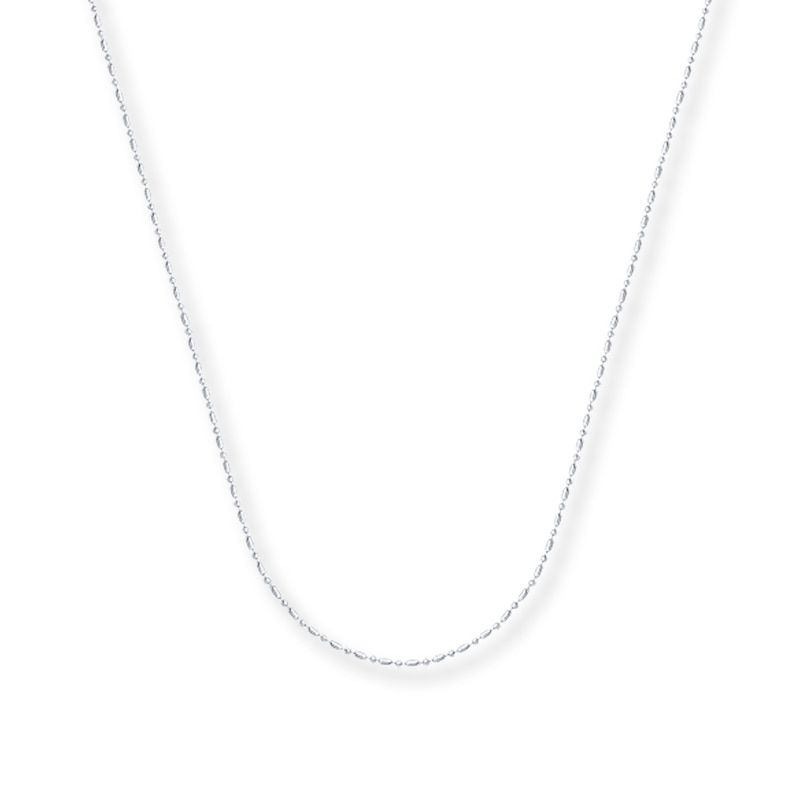 Main Image 1 of 1mm Bead Chain Necklace Solid 14K White Gold 16&quot;