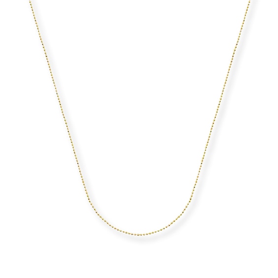 0.75mm Bead Chain Necklace Solid 14K Yellow Gold 16"