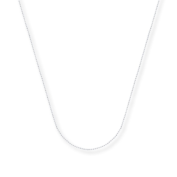 0.75mm Bead Chain Necklace Solid 14K White Gold 16"