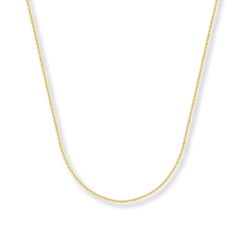 Main Image 1 of 1mm Cable Chain Necklace Solid 14K Yellow Gold 24&quot;