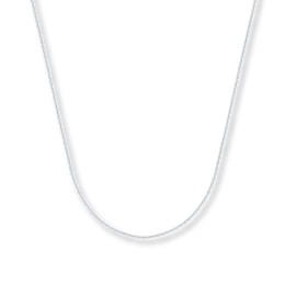 1mm Cable Chain Necklace Solid 14K White Gold 16"