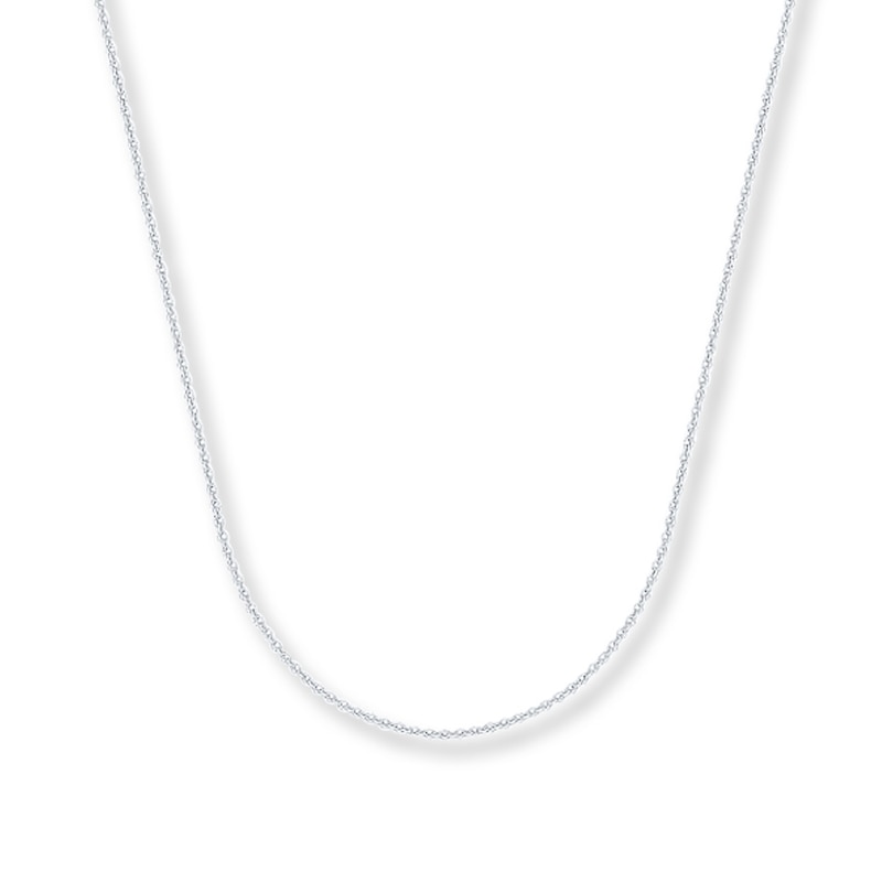 Main Image 1 of 1mm Cable Chain Necklace Solid 14K White Gold 18&quot;