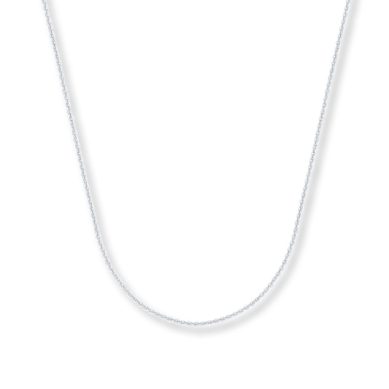 1mm Cable Chain Necklace Solid 14K White Gold 20"