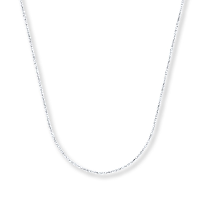 Solid Cable Chain Necklace 14K White Gold 24"