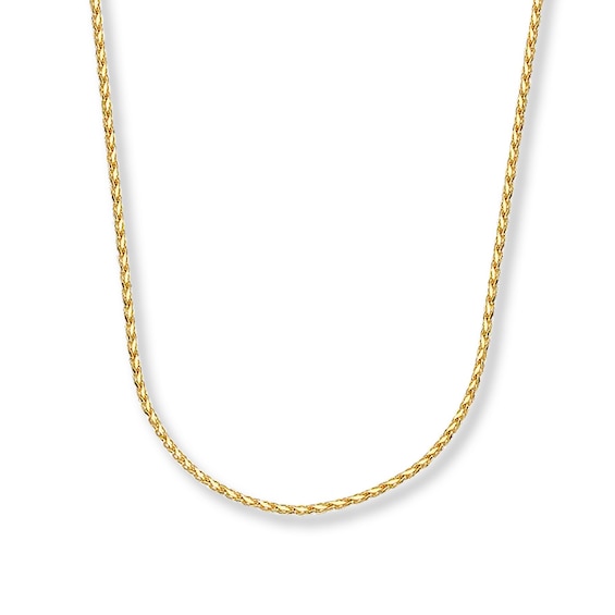 Solid Wheat Chain Necklace 14K Gold 16