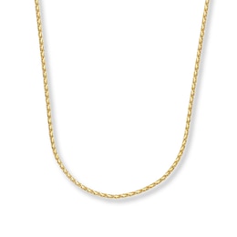 1mm Wheat Chain Necklace Solid 14K Yellow Gold 24"