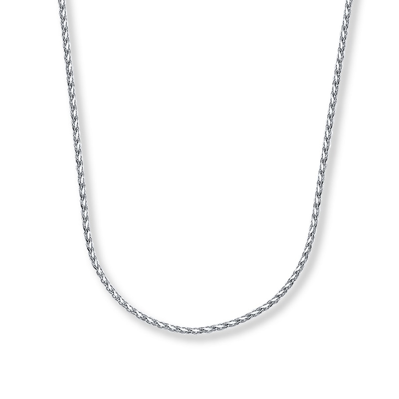 Main Image 1 of 1mm Wheat Chain Necklace Solid 14K White Gold 16&quot;