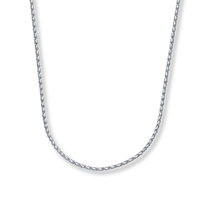 Solid Wheat Chain Necklace 14K White Gold 18"
