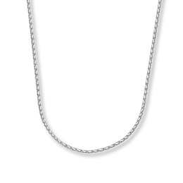 1mm Wheat Chain Necklace Solid 14K White Gold 24"