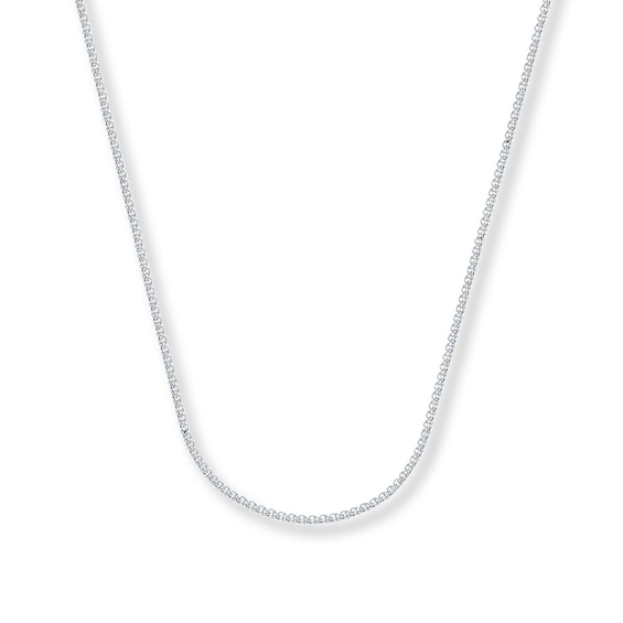 1.5mm Wheat Chain Necklace Solid 14K White Gold 18"