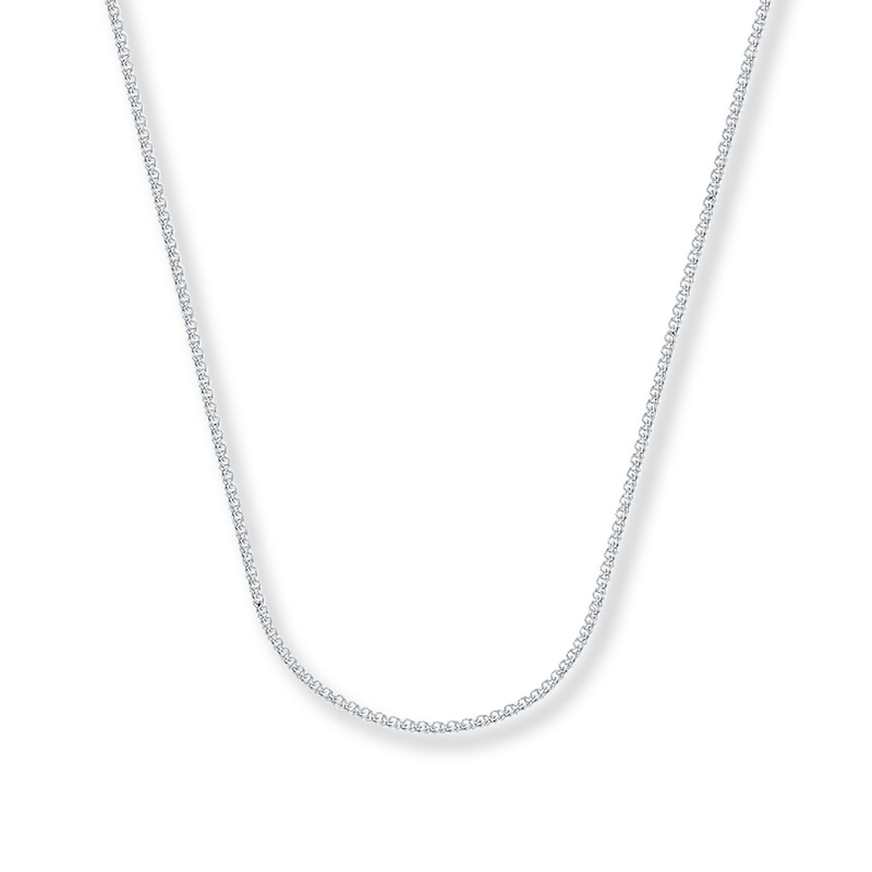 Solid Wheat Chain Necklace 14K White Gold 18"