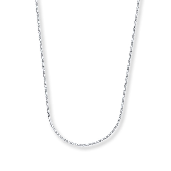 0.75mm Wheat Chain Necklace Solid 14K White Gold 16"