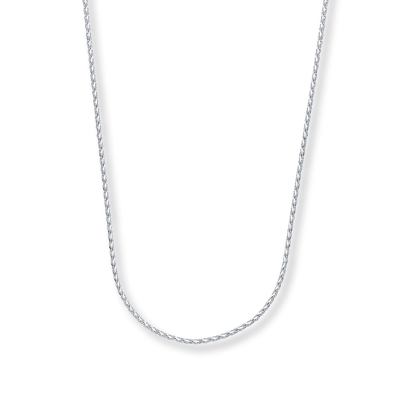 Solid Wheat Chain Necklace 14K White Gold 16"