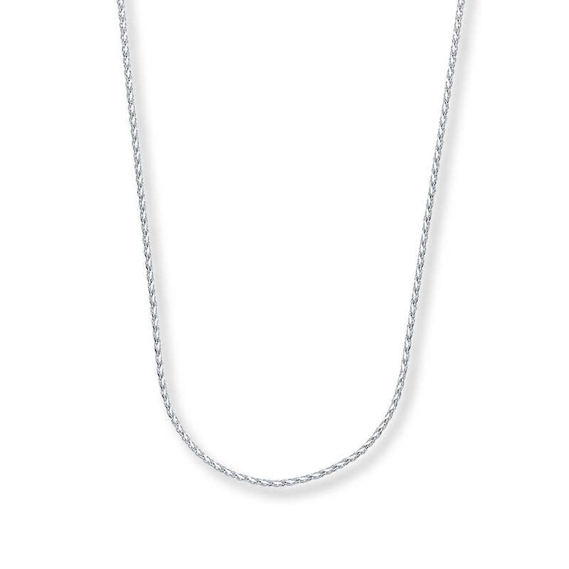 Main Image 1 of 0.75mm Wheat Chain Necklace Solid 14K White Gold 20&quot;
