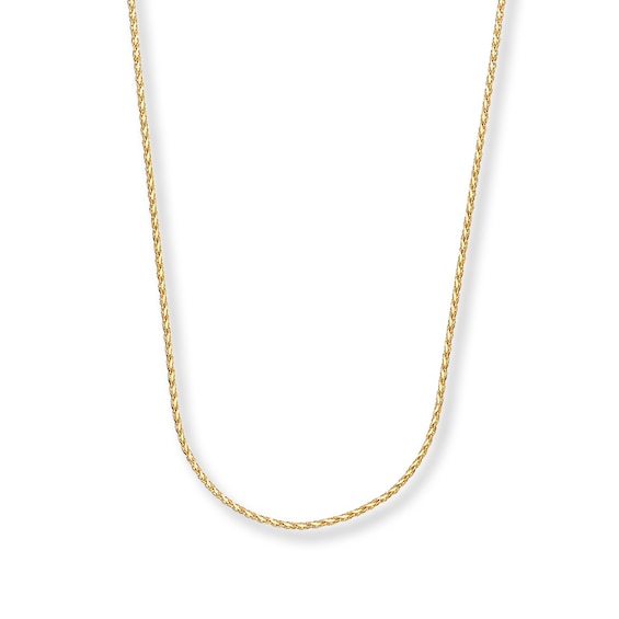 0.75mm Wheat Chain Necklace Solid 14K Yellow Gold 16"