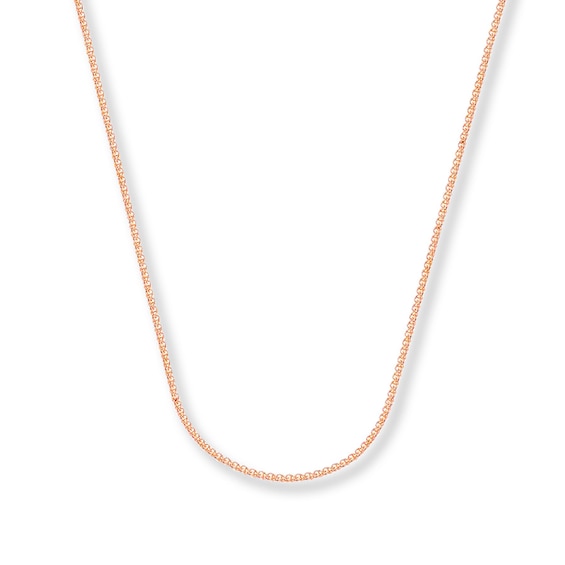 1.25mm Wheat Chain Necklace Solid 14K Rose Gold 16"