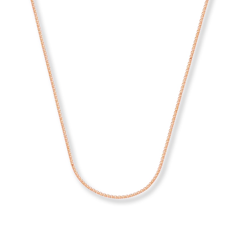 Solid Wheat Chain Necklace 14K Rose Gold 16"