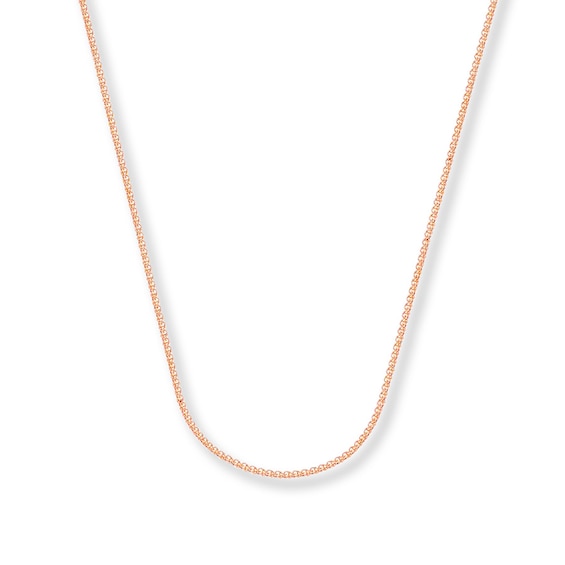 Wheat Chain Necklace Solid 14K Rose Gold 24"