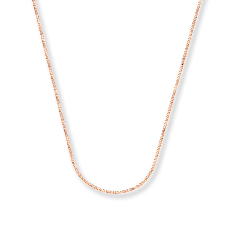 Main Image 1 of Wheat Chain Necklace Solid 14K Rose Gold 24&quot;
