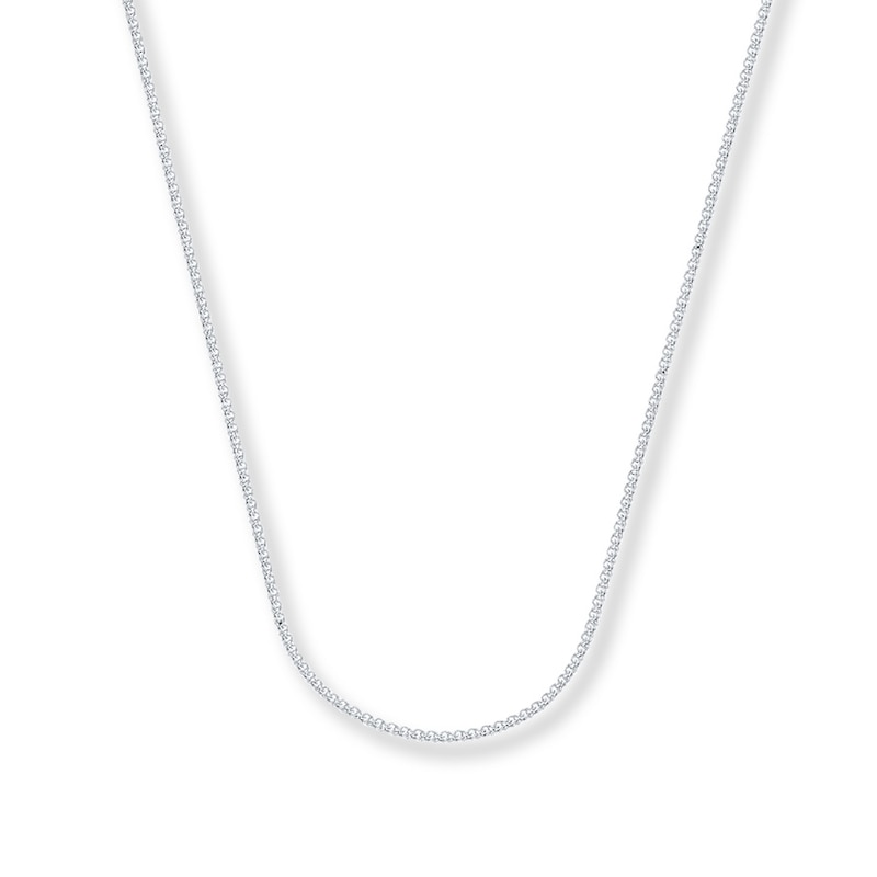 Solid Wheat Chain Necklace 14K White Gold 24"