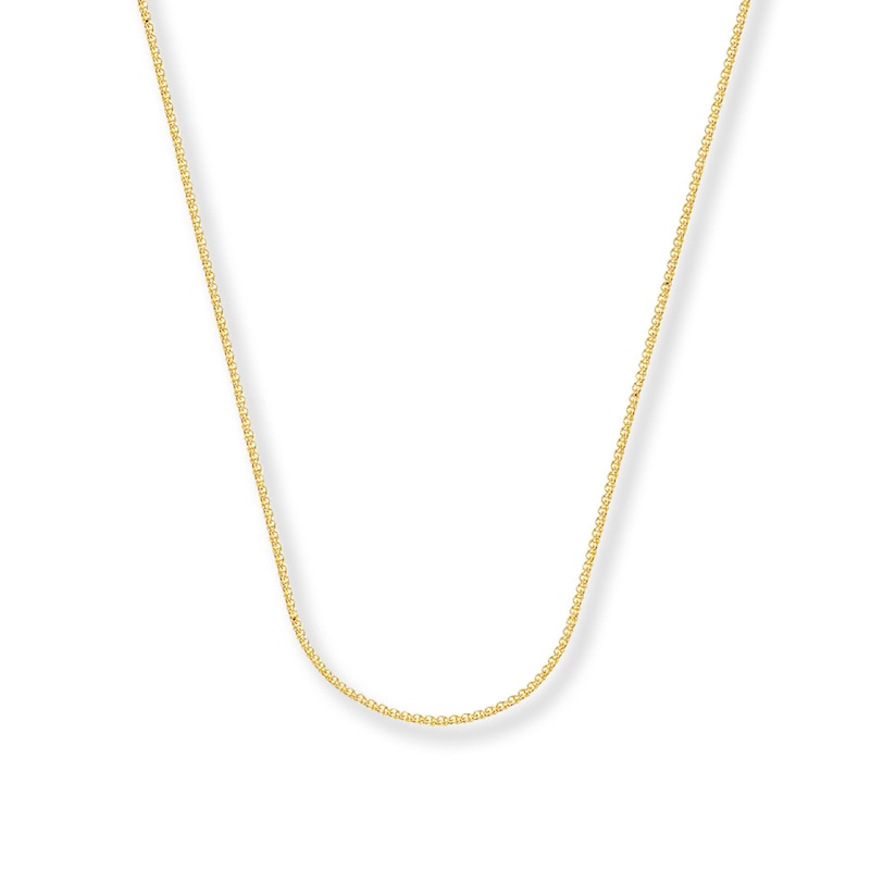 Main Image 1 of 1mm Wheat Chain Necklace Solid 14K Yellow Gold 20&quot;