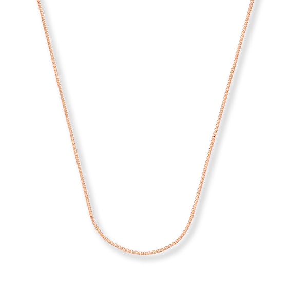 1mm Wheat Chain Necklace Solid 14K Rose Gold 18"