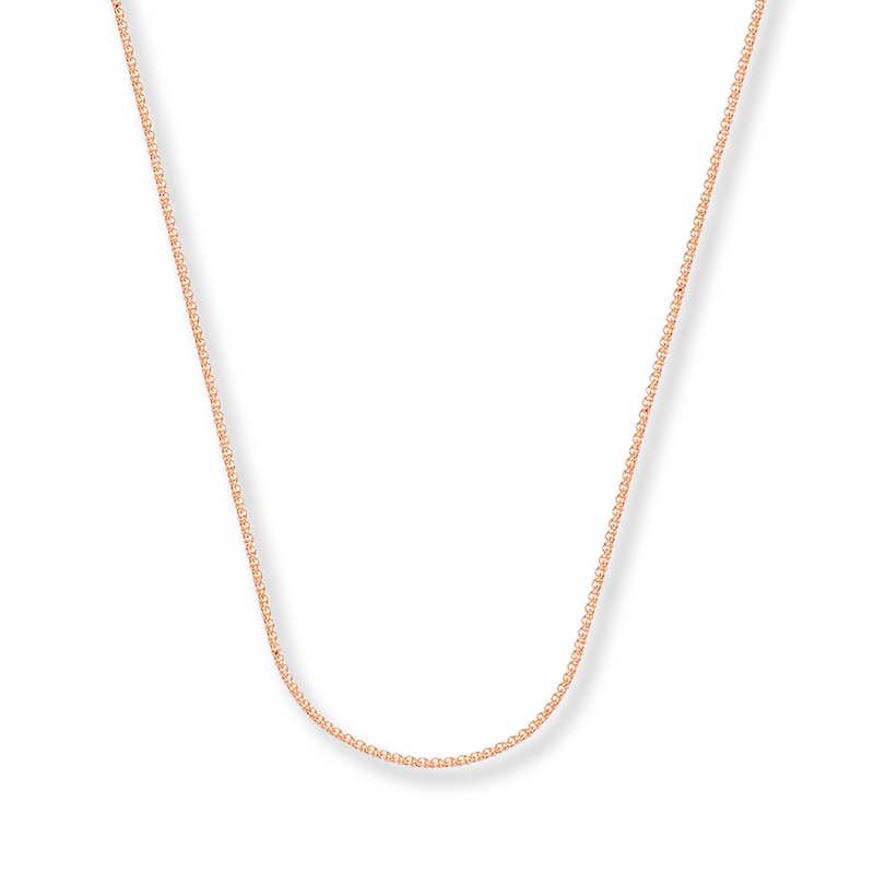 Solid Wheat Chain Necklace 14K Rose Gold 18"