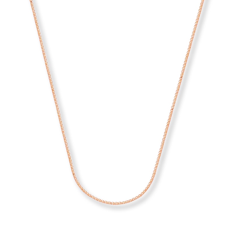 Main Image 1 of 1mm Wheat Chain Necklace Solid 14K Rose Gold 20&quot;