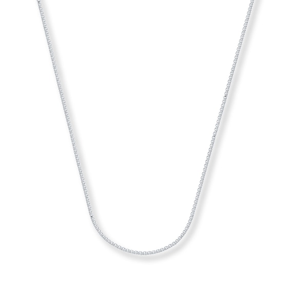 1mm Wheat Chain Necklace Solid 14K White Gold 18"