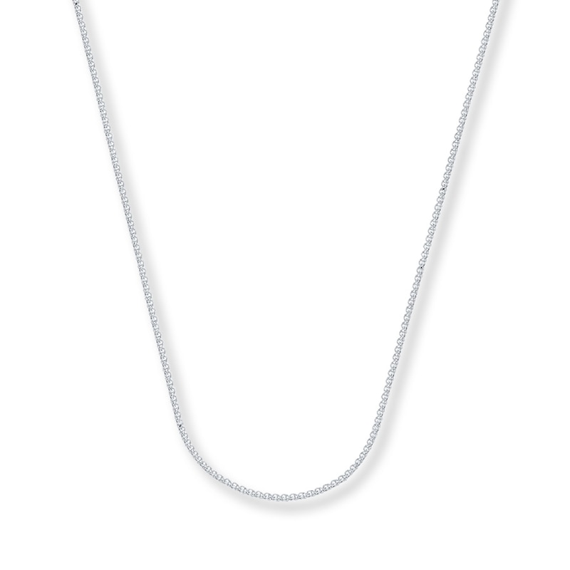 Main Image 1 of 1mm Wheat Chain Necklace Solid 14K White Gold 24&quot;