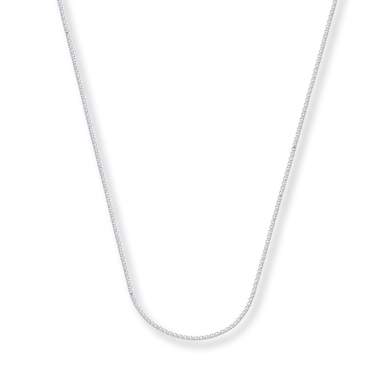 Solid Wheat Chain Necklace 14K White Gold 18"