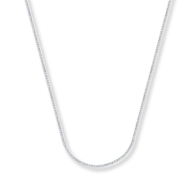 Main Image 1 of 0.75mm Square Wheat Chain Solid 14K White Gold Necklace 16&quot;