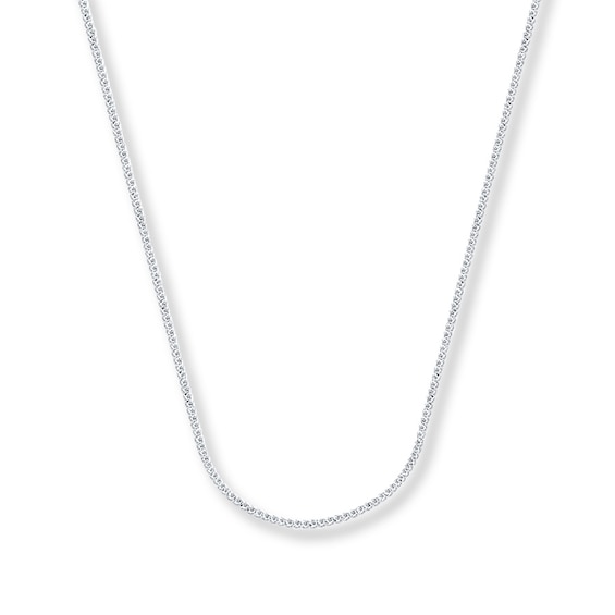 0.75mm Square Wheat Chain Solid 14K White Gold Necklace 18"