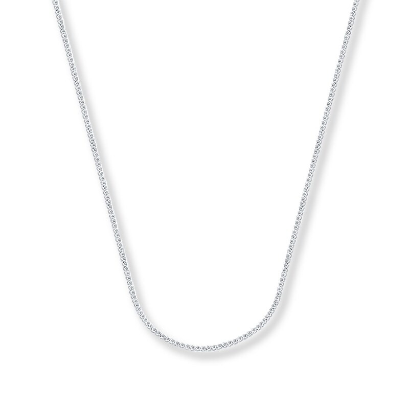 Main Image 1 of 0.75mm Square Wheat Chain Solid 14K White Gold Necklace 20&quot;