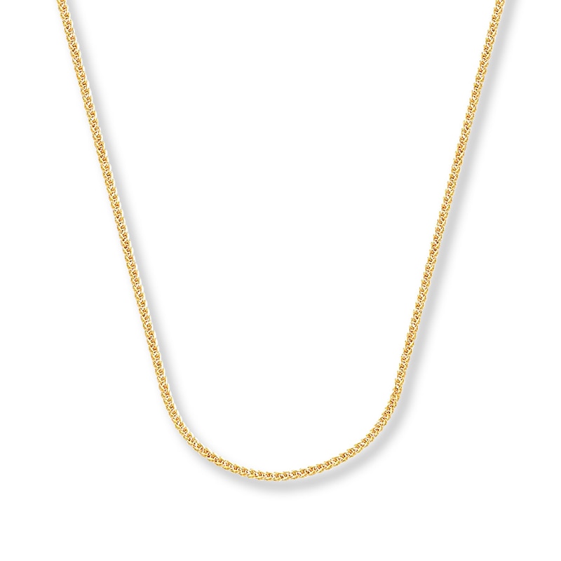 Main Image 1 of Square Wheat Chain Solid 14K Yellow Gold Necklace 16&quot;