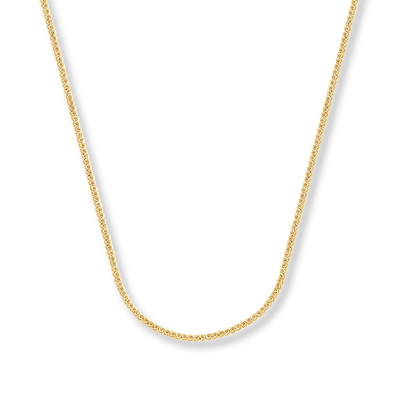 Solid Square Wheat Chain 14K Yellow Gold Necklace 18"