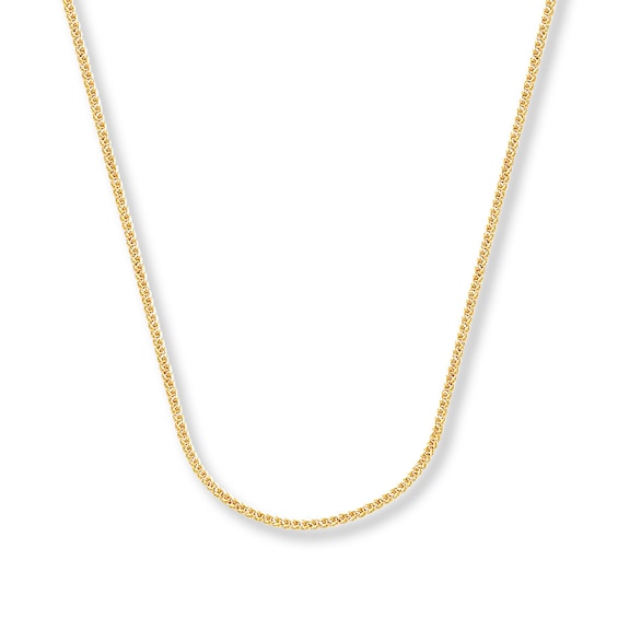 1.25mm Square Wheat Chain Solid 14K Yellow Gold Necklace 24"