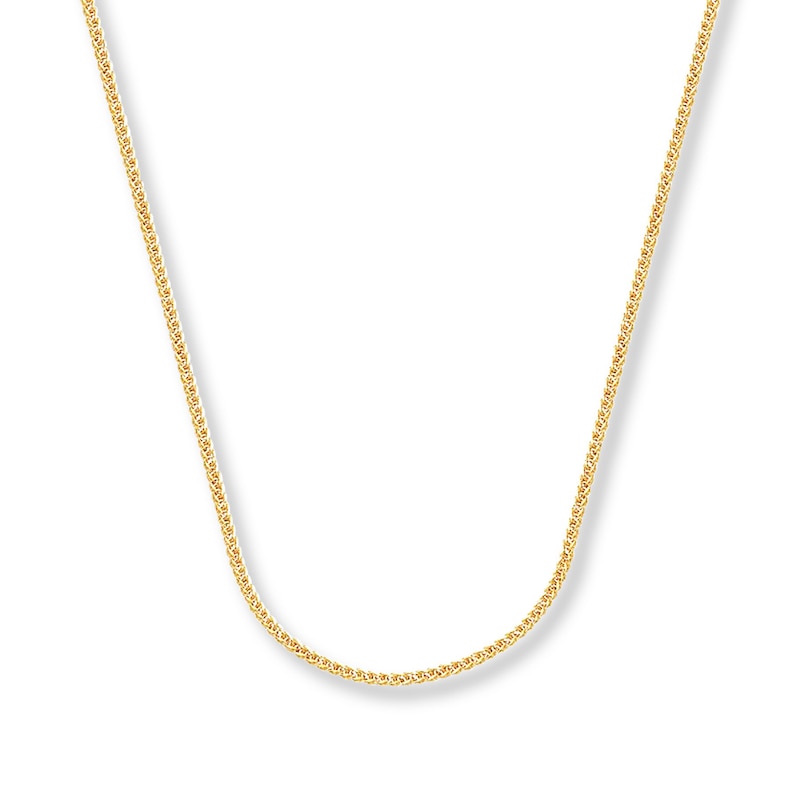Solid Square Wheat Chain 14K Yellow Gold Necklace 24"