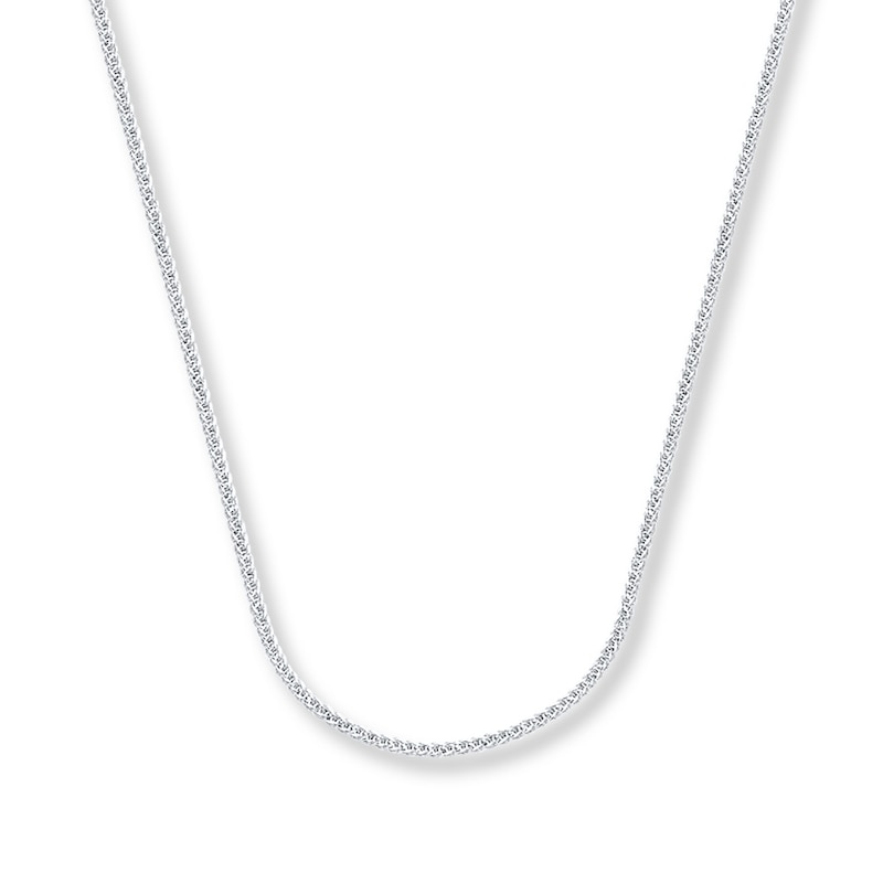 Solid Square Wheat Chain 14K White Gold Necklace 16"