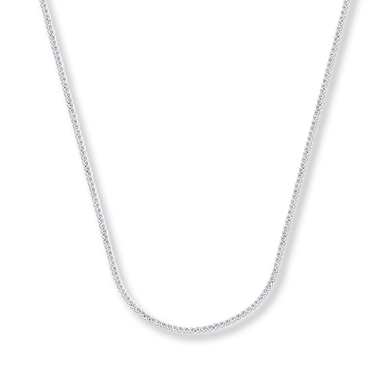 1.25mm Square Wheat Chain Solid 14K White Gold Necklace 18"